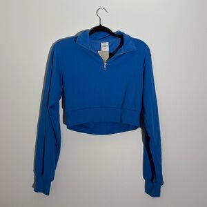TNA Blue Cropped 1/4 Zip Sweatshirt - XXS